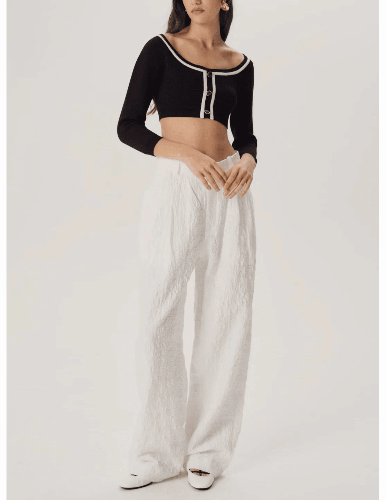 Ventilated Panels Ronny Kobo Watkins Cropped Knit Cardigan