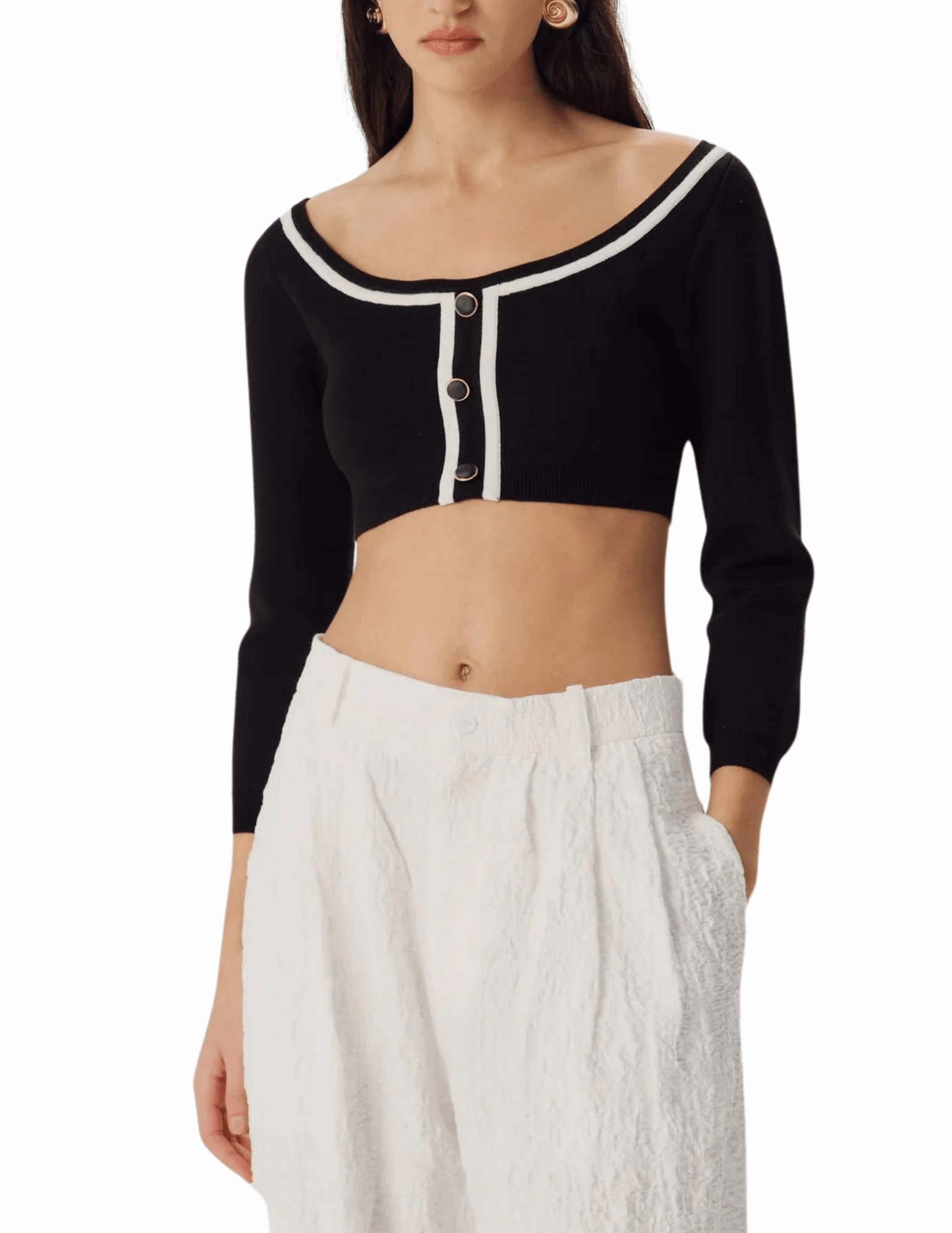 Ronny Kobo Watkins Cropped Knit Cardigan Gender Fluid
