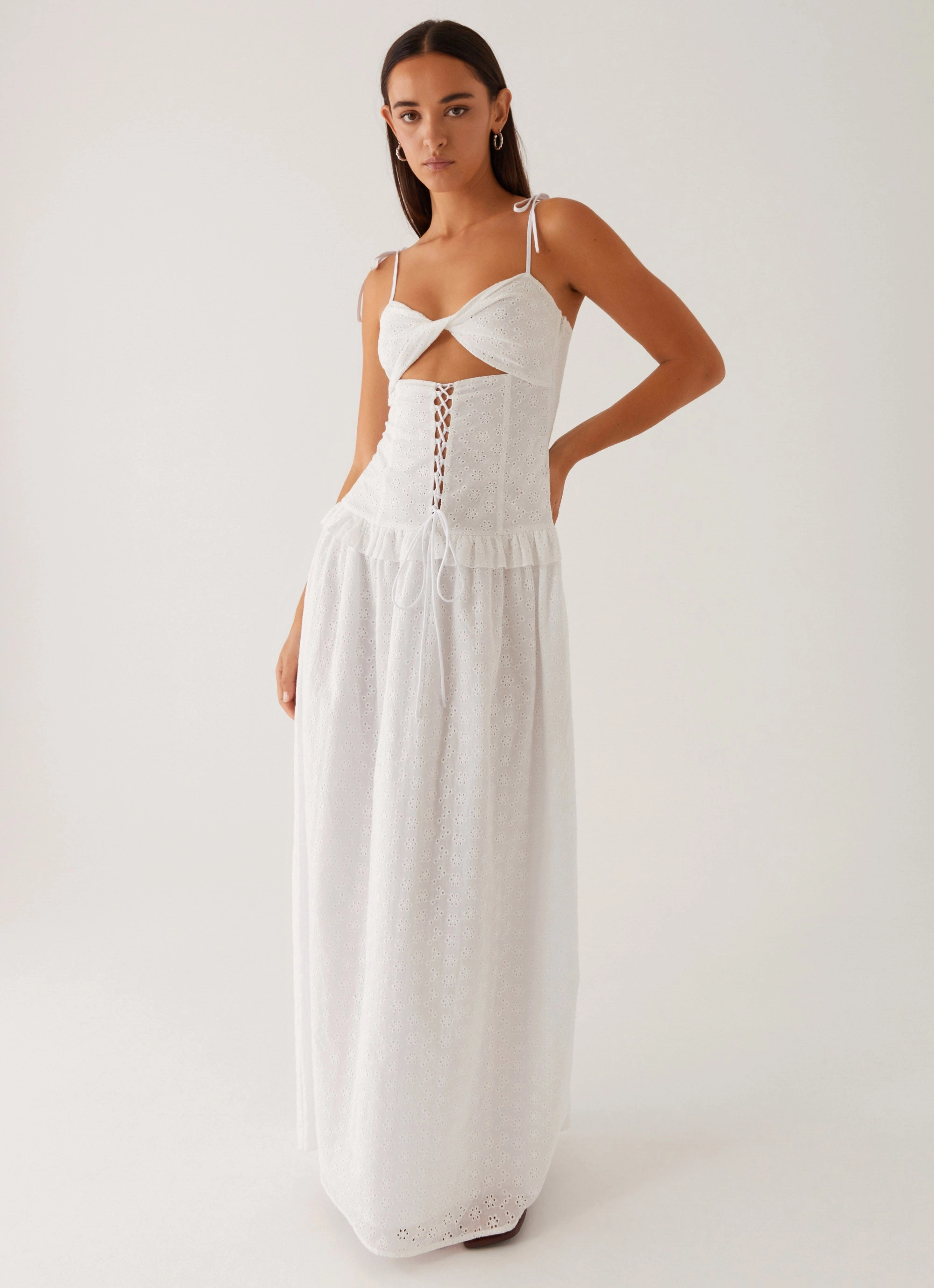 Reveria Twist Maxi Dress - Ivory Color-Blocked