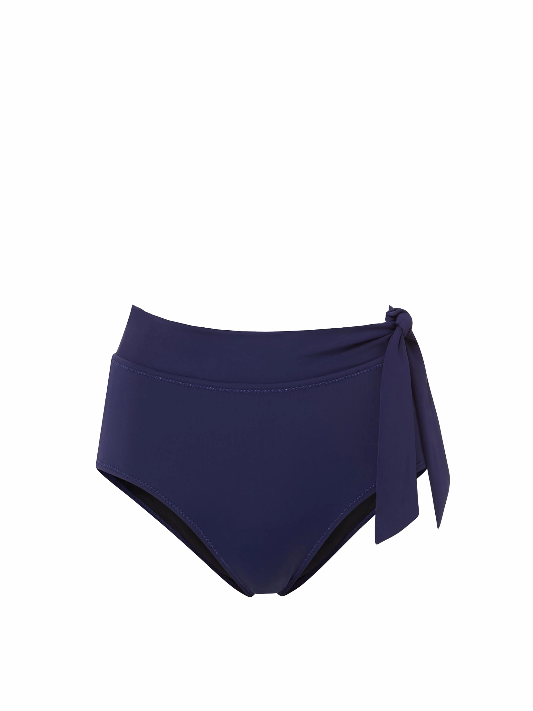 Sand Free Side Tie High Waist Bottom Navy Satin