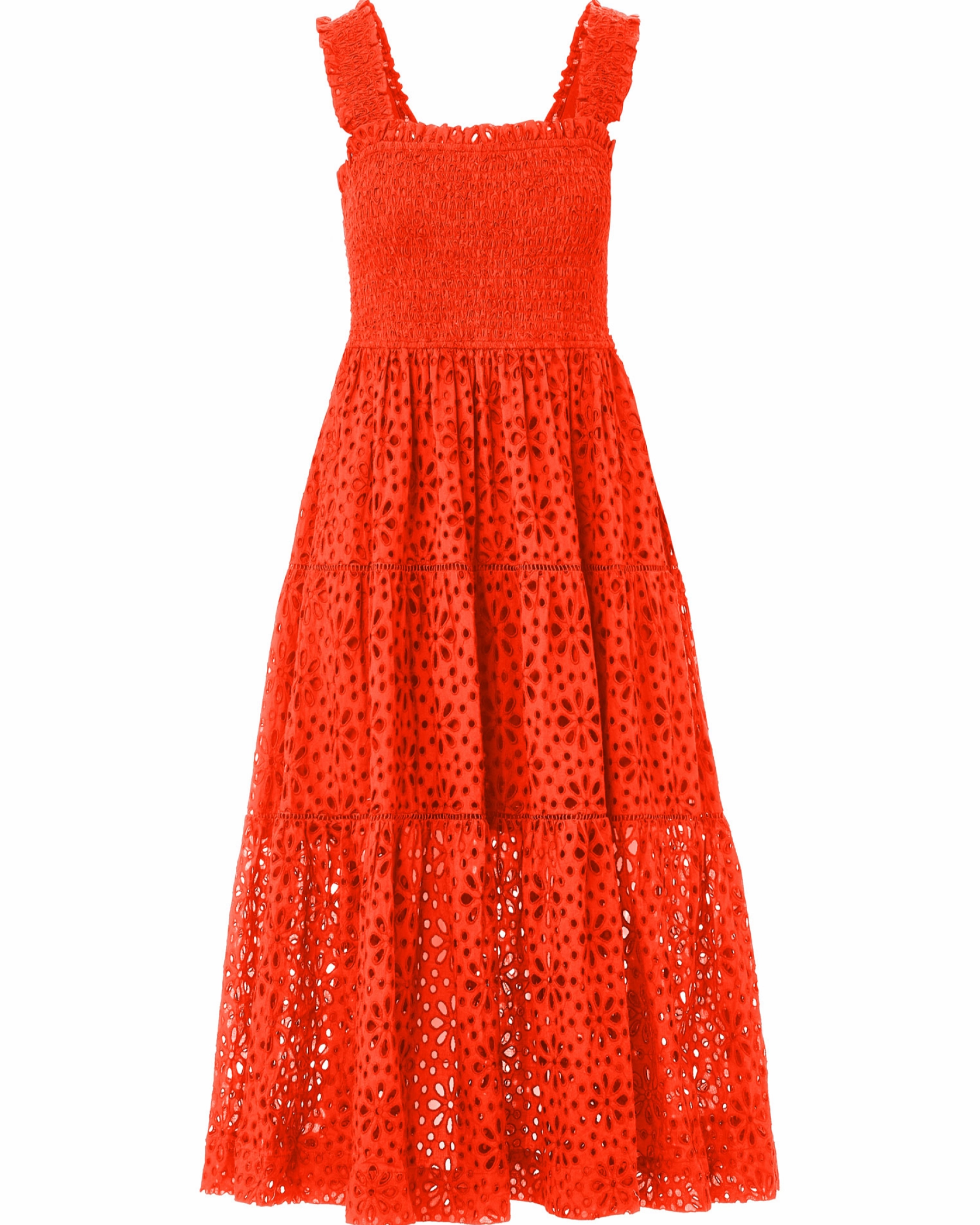 Balanced Tones Kristen Dress In Flame Seaside Eyelet