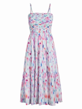 Effortless Mood All Gender Fit Kristen Dress In Hazy Ikat Seafoam