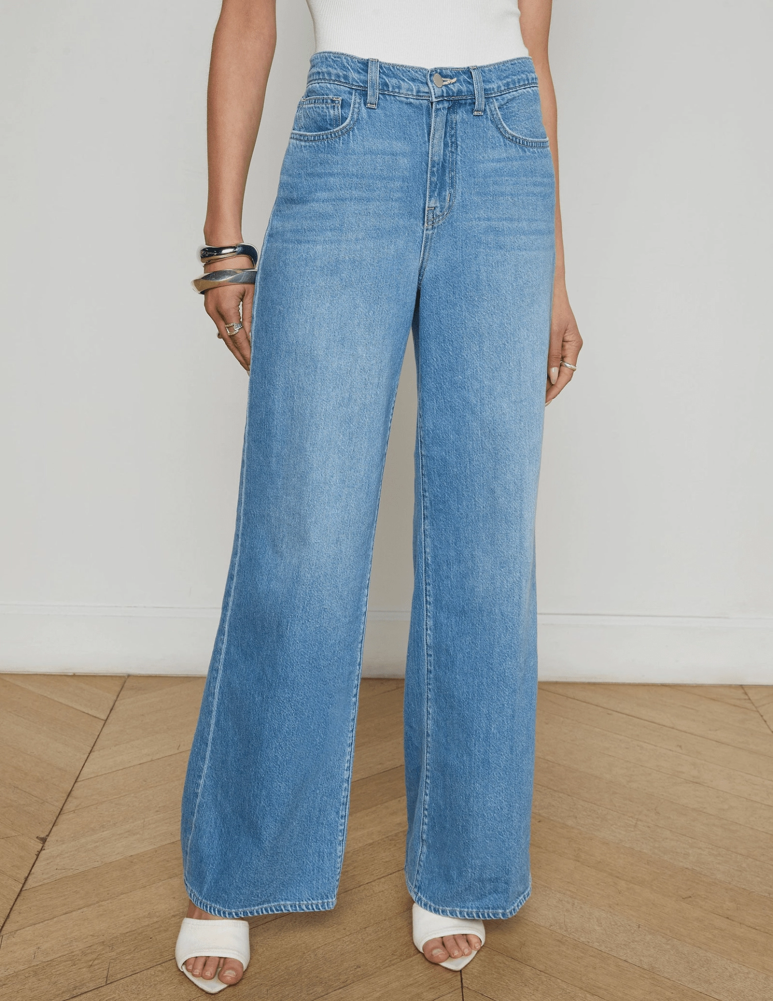 Office Wear Trendy Home Comfort L'AGENCE Alicent High Rise Wide Leg Crop Jeans in Caster