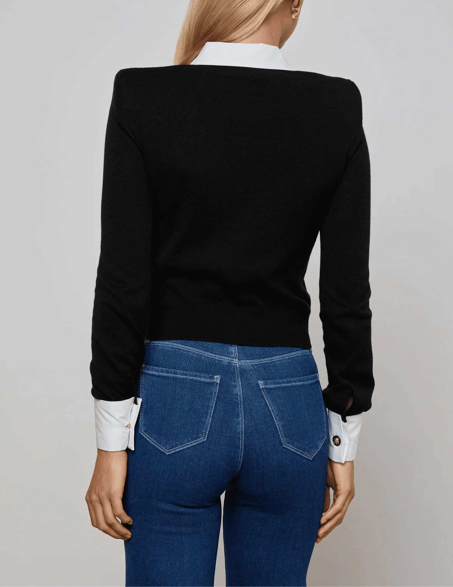 HighWaistSupport Flexible Knee Articulation L'AGENCE April Poplin Collar Sweater