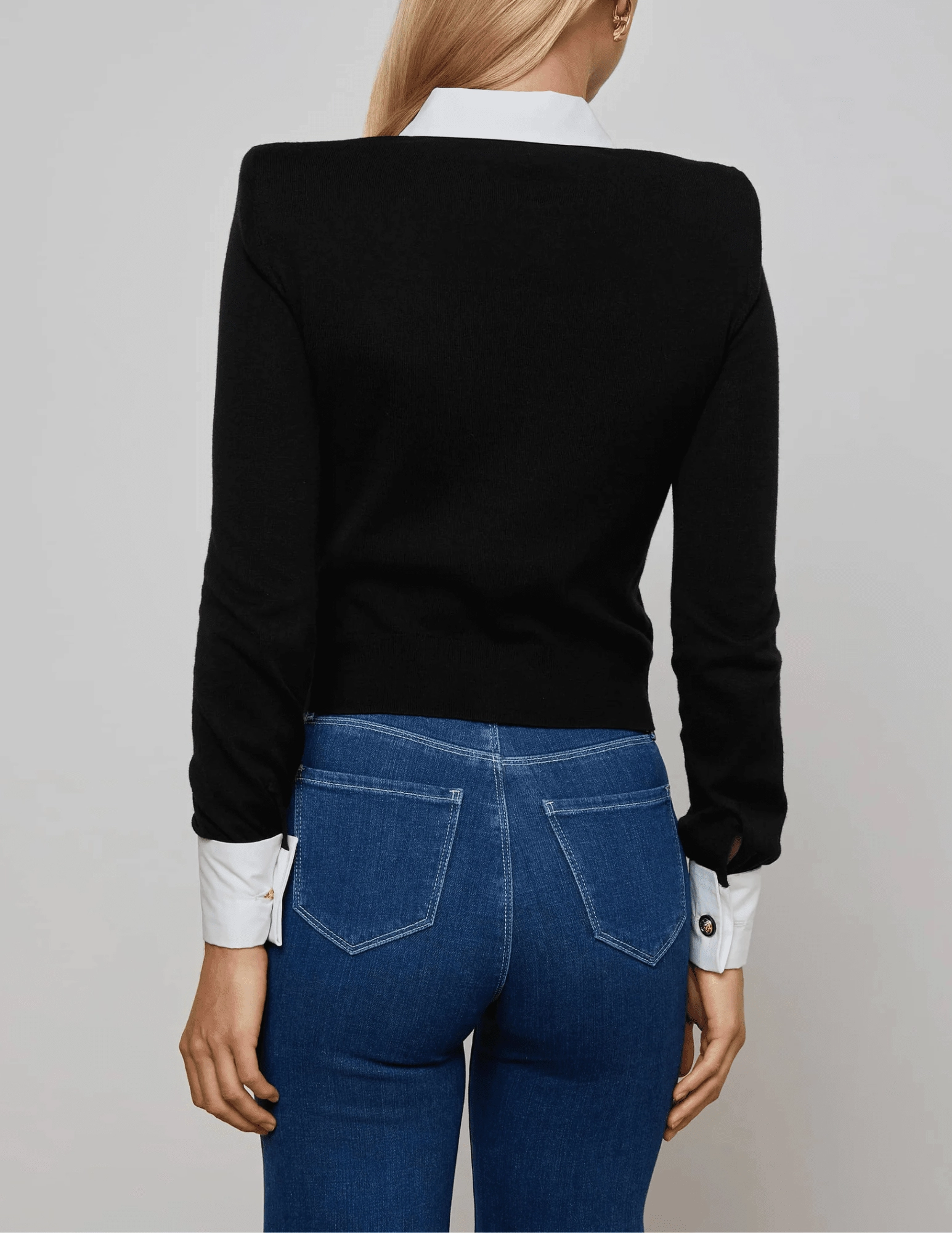 L'AGENCE April Poplin Collar Sweater Outdoor Comfort