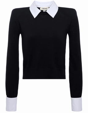 L'AGENCE April Poplin Collar Sweater Unisex style Winter Layering