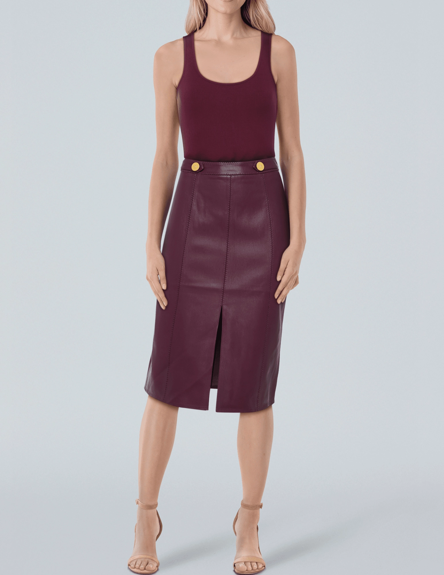Plant Based Material L'AGENCE Arlette Whipstitch Midi Skirt