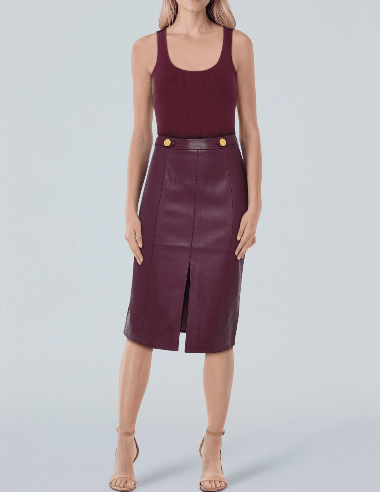 Versatile Wearable L'AGENCE Arlette Whipstitch Midi Skirt
