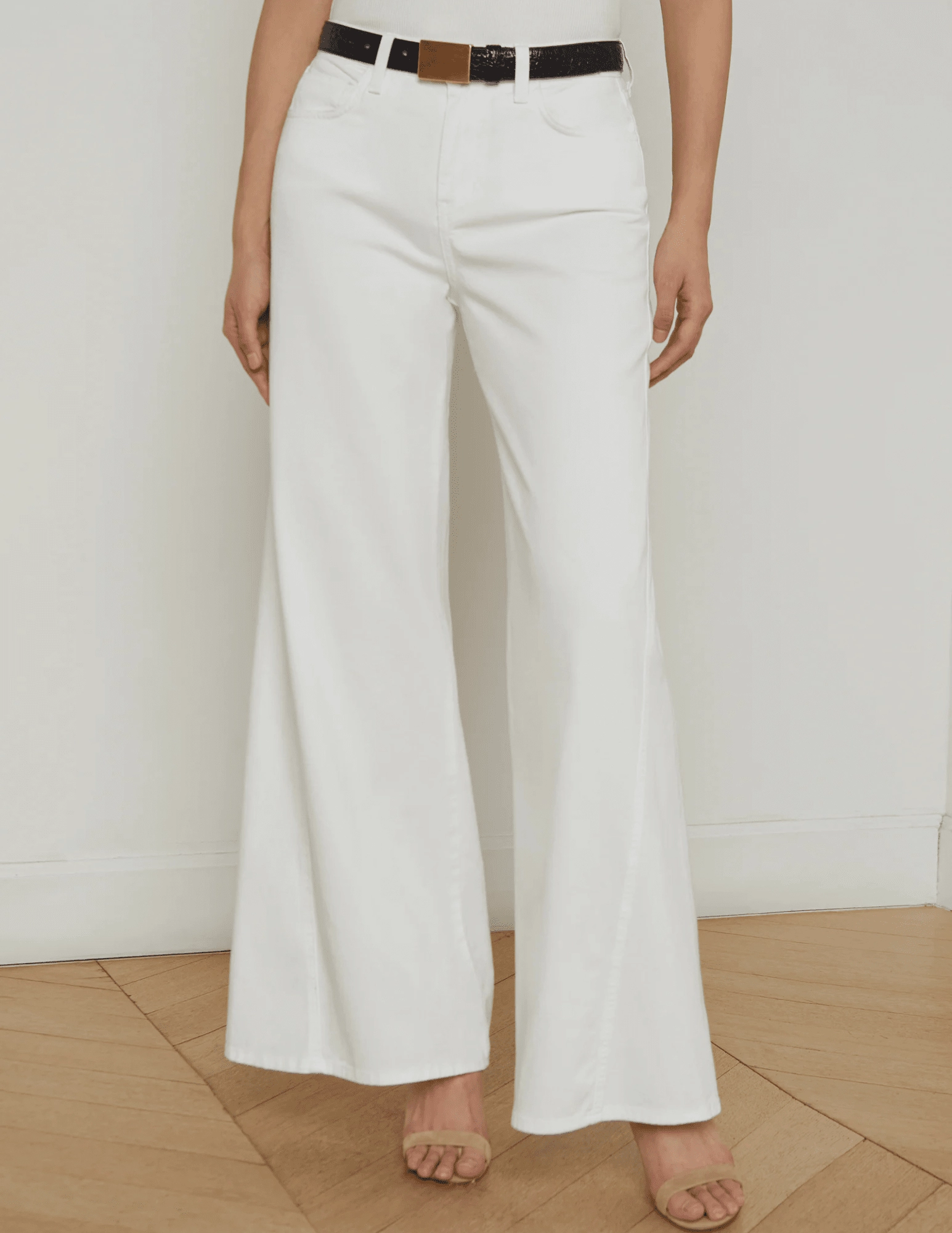Go-To Style L??AGENCE Beau T-Seam Wide Leg Jeans in Blanc