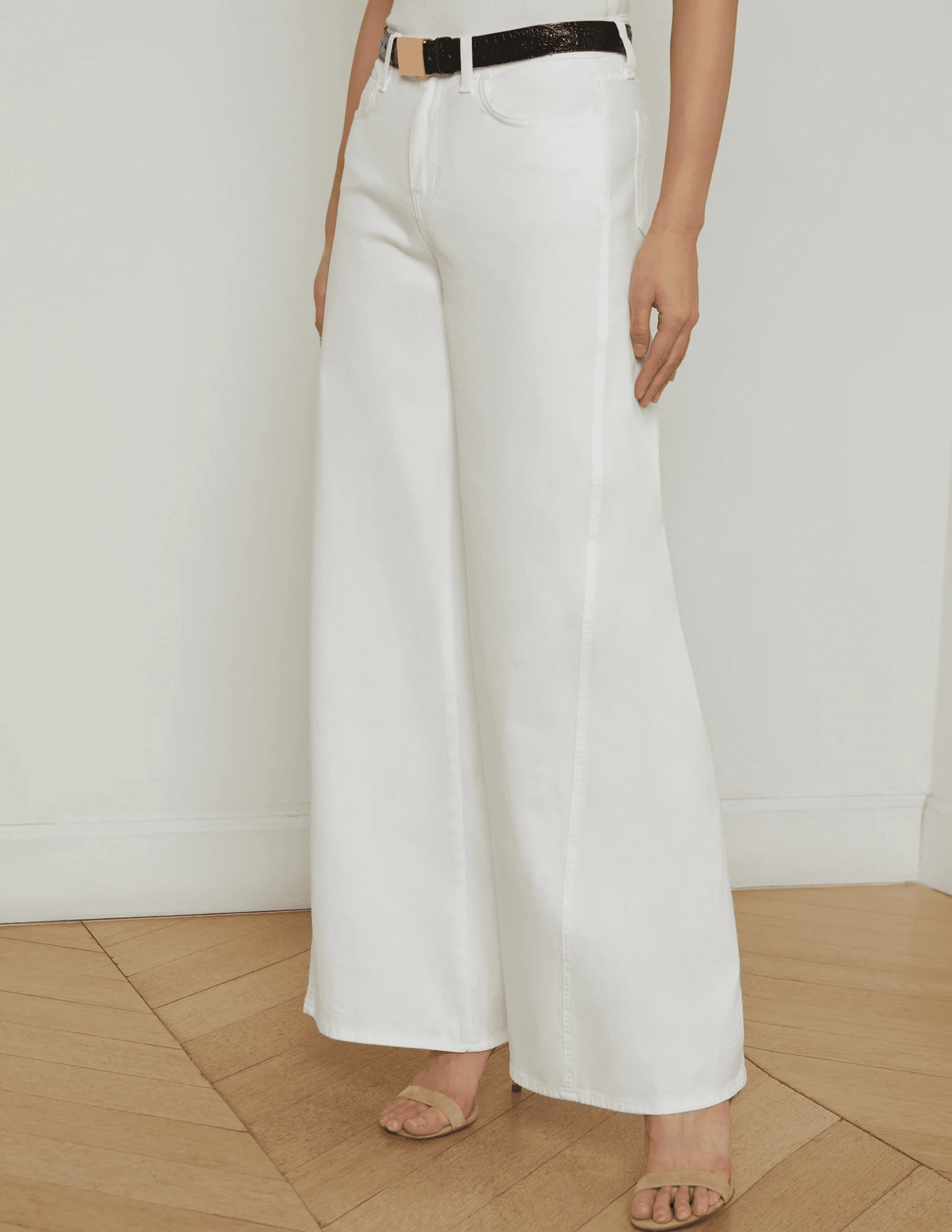 L??AGENCE Beau T-Seam Wide Leg Jeans in Blanc Slim Silhouette