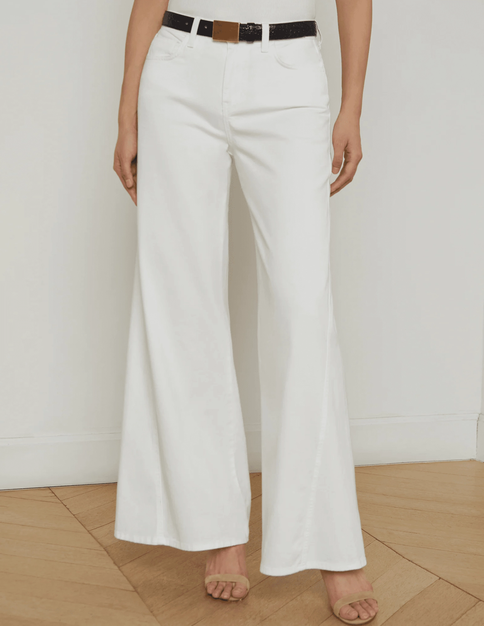 L??AGENCE Beau T-Seam Wide Leg Jeans in Blanc Breathable fabric technology