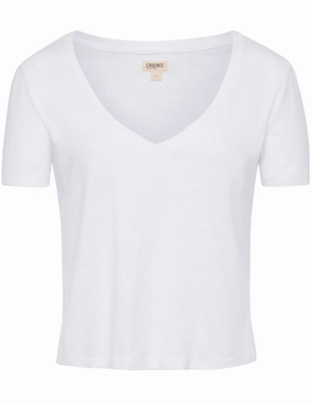 RibbedNeckBanding Workout Gear L'AGENCE Carly Short Sleeve V-Neck Tee