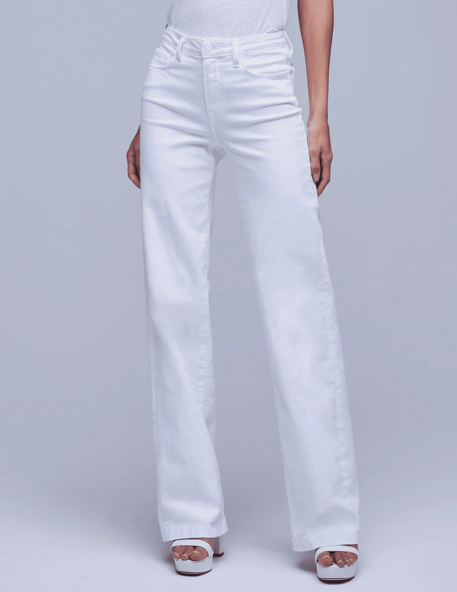 Modern Minimalist Fashion Lover Durable Hardware L'Agence Clayton High Rise Wide Leg Jean In Blanc In Blanc