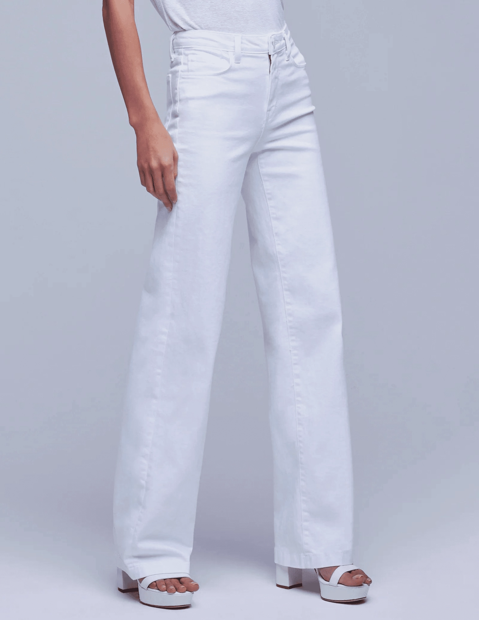 Daily Favorite Tailored Fit L'Agence Clayton High Rise Wide Leg Jean In Blanc In Blanc