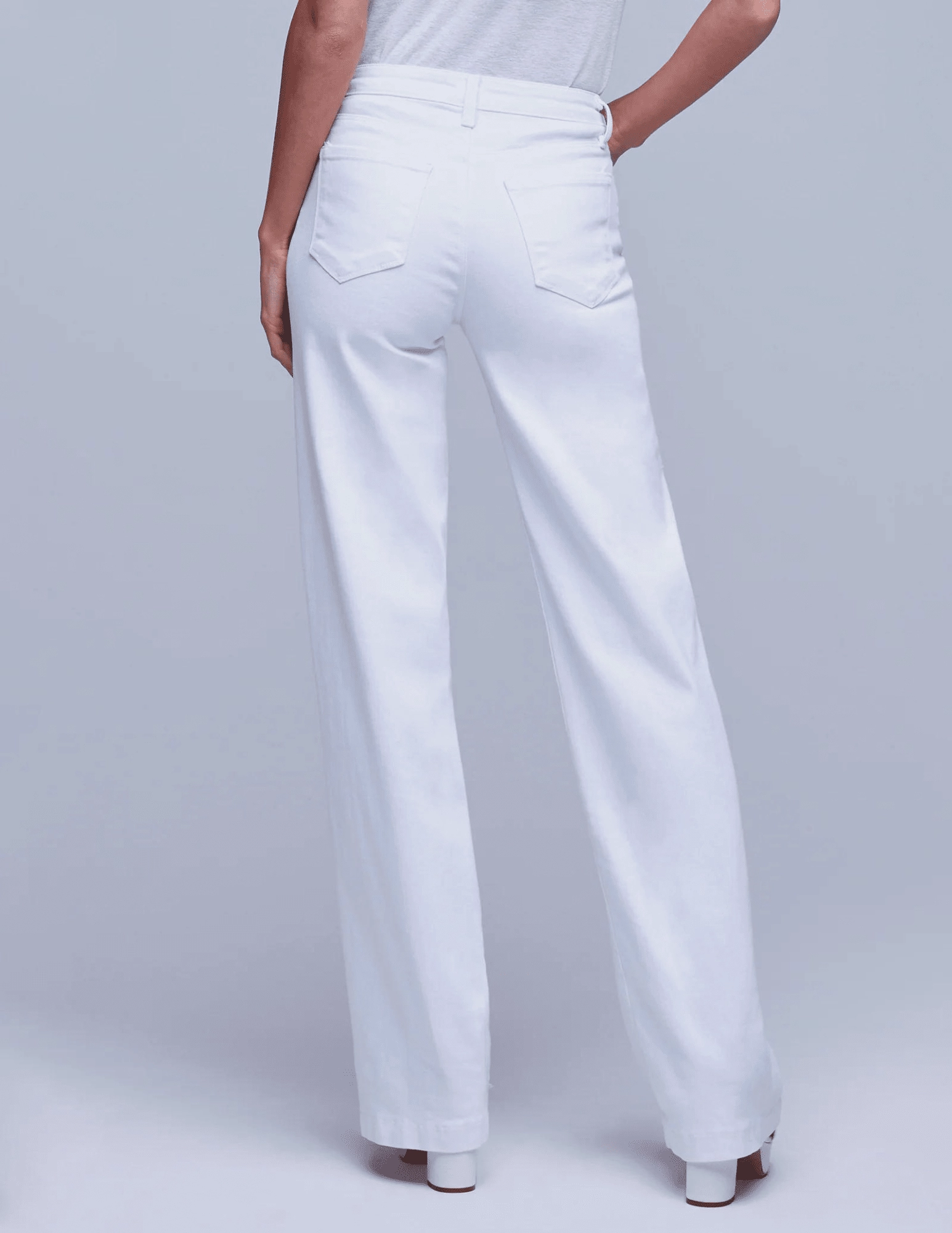 Classic Cut L'Agence Clayton High Rise Wide Leg Jean In Blanc In Blanc