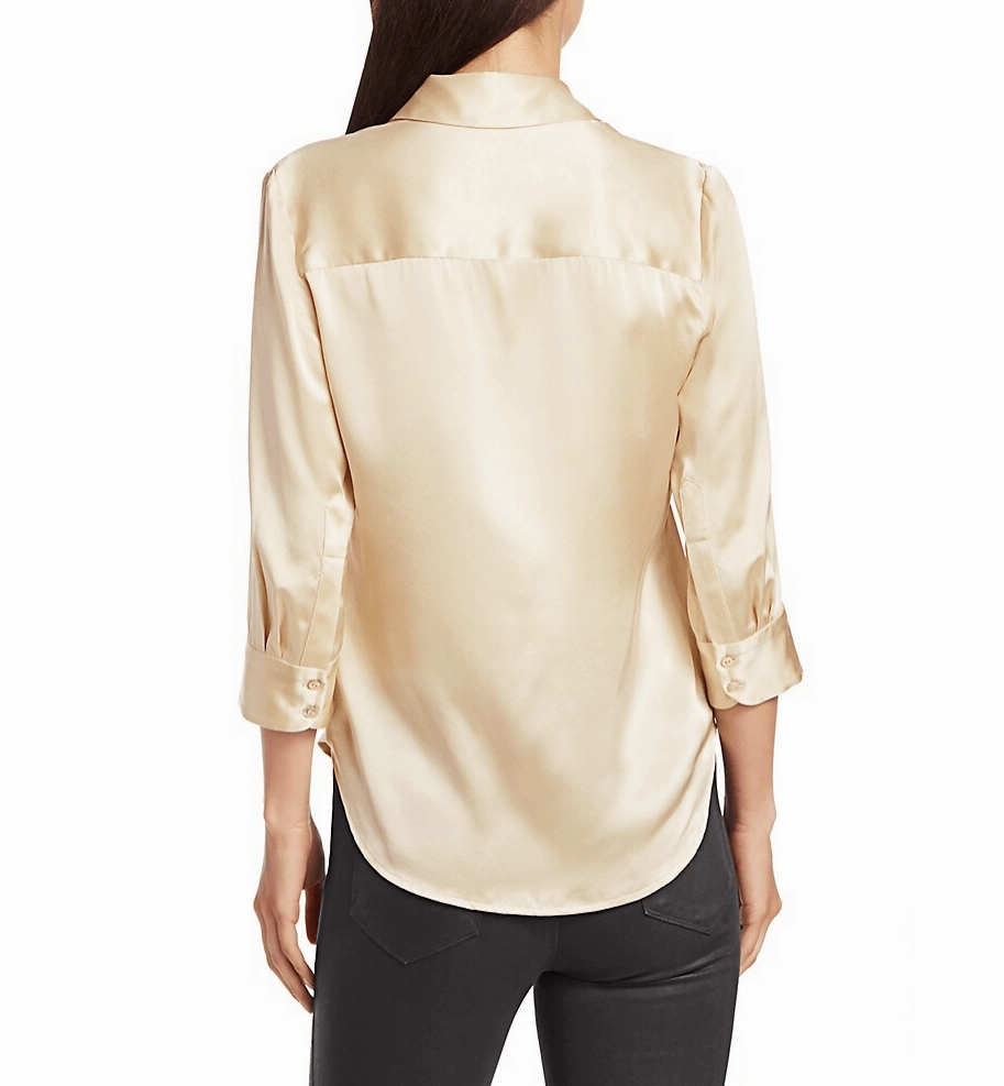 NonIrritatingStitching Ergonomic Fit Design L'Agence Dani Three Quarter Sleeve Blouse in Champagne