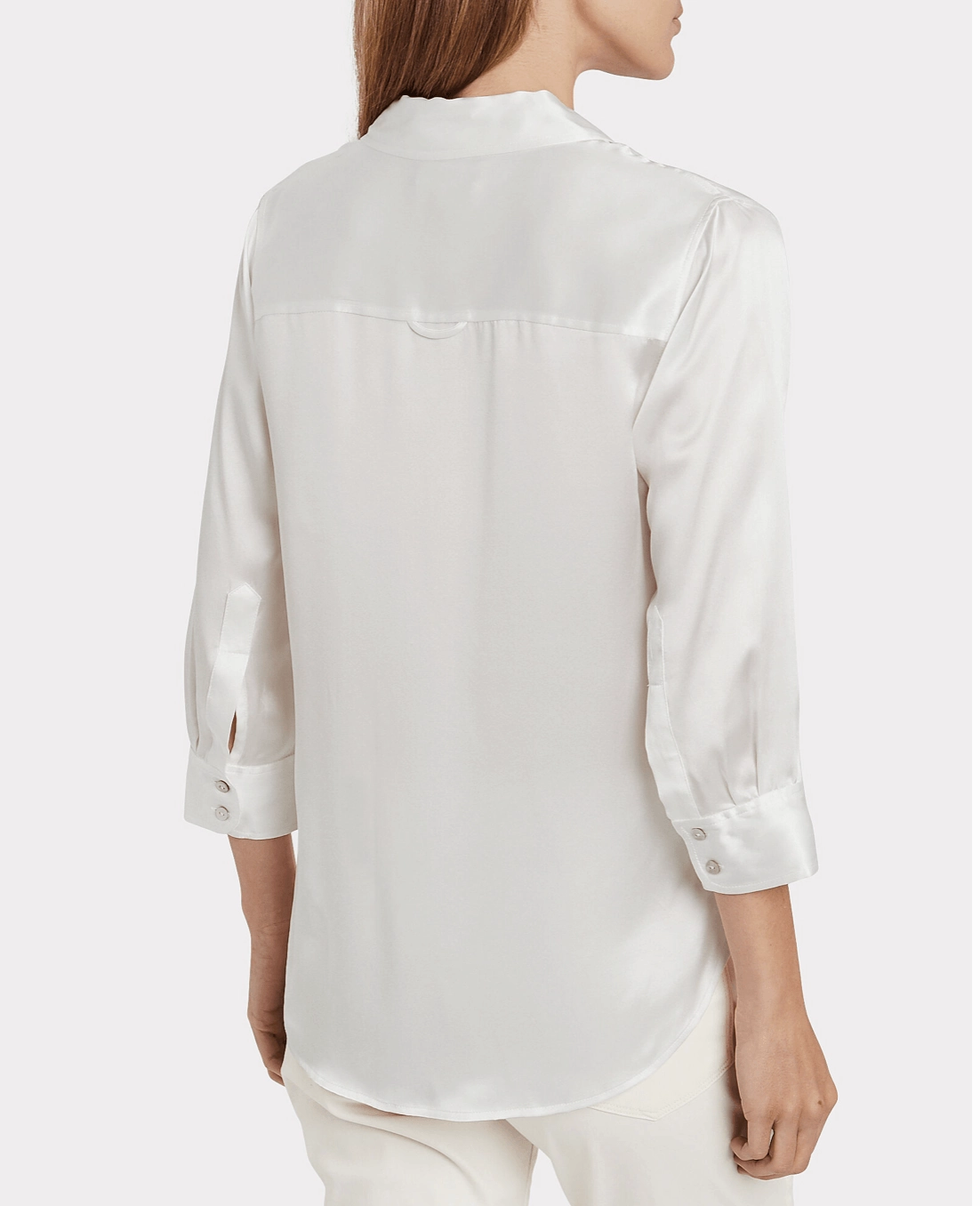 L'Agence Dani Three Quarter Sleeve Blouse in Ivory Classy Fit Sleek Cut