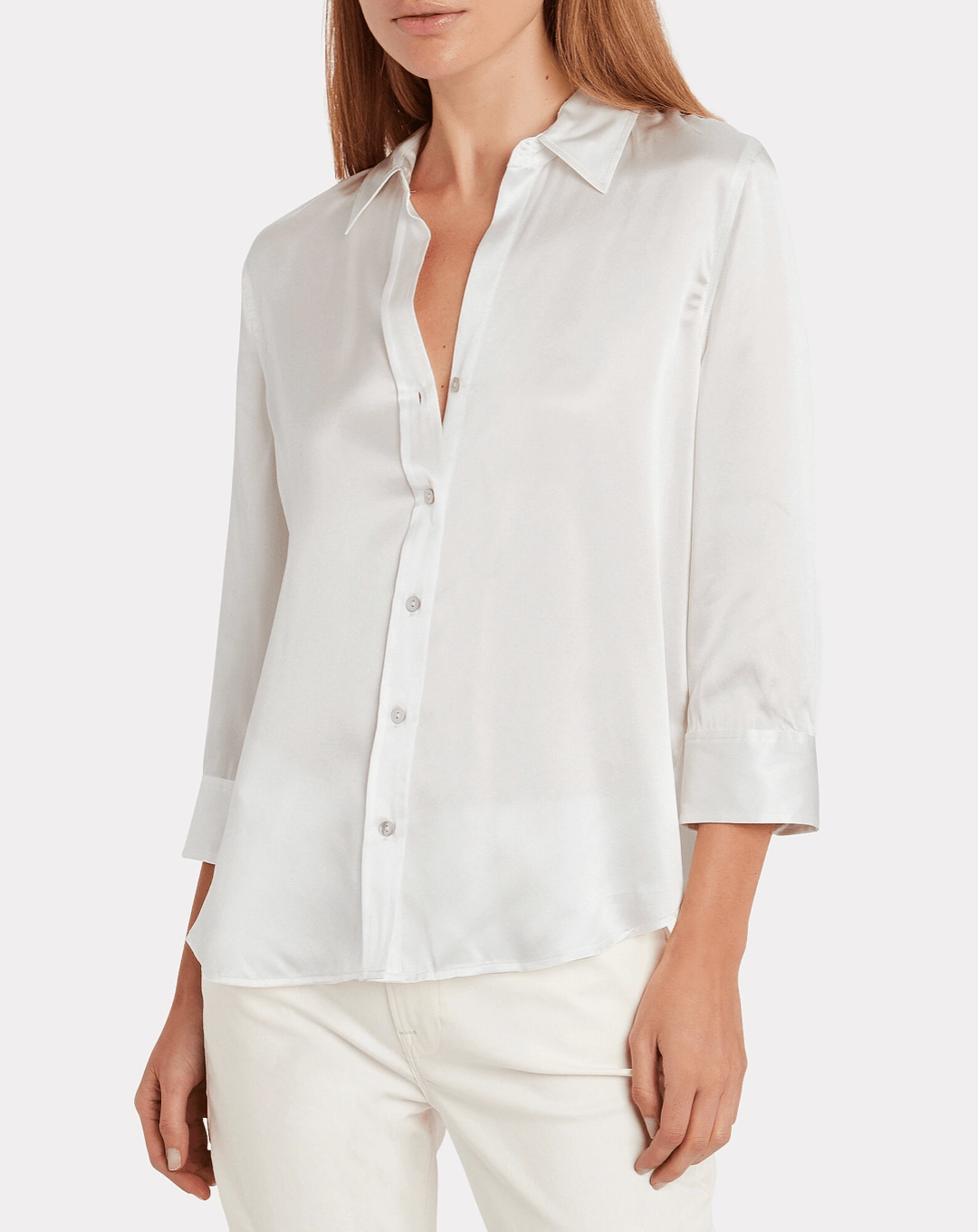 L'Agence Dani Three Quarter Sleeve Blouse in Ivory NonBindingWaistline Move Freely