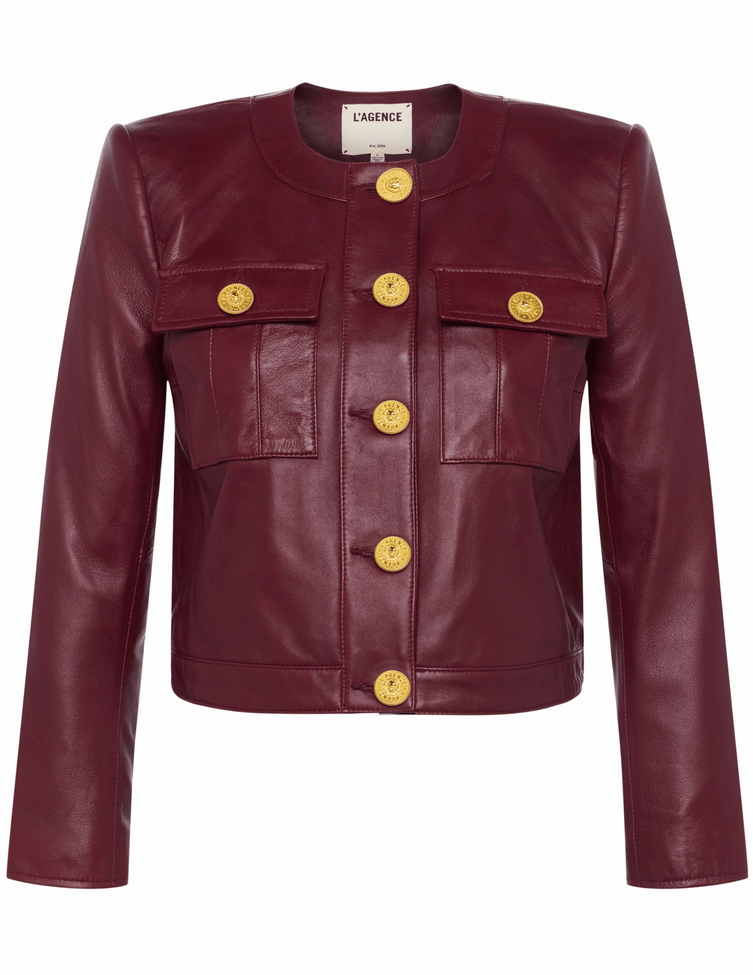 L'AGENCE Deidra Collarless Leather Jacket Comfort Design