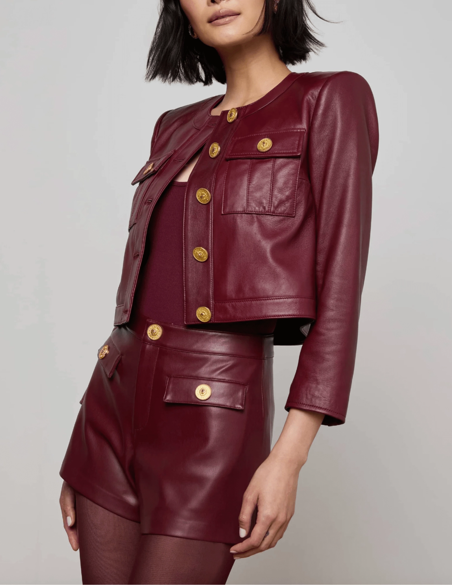 UVProtection Casual Must-Have L'AGENCE Deidra Collarless Leather Jacket