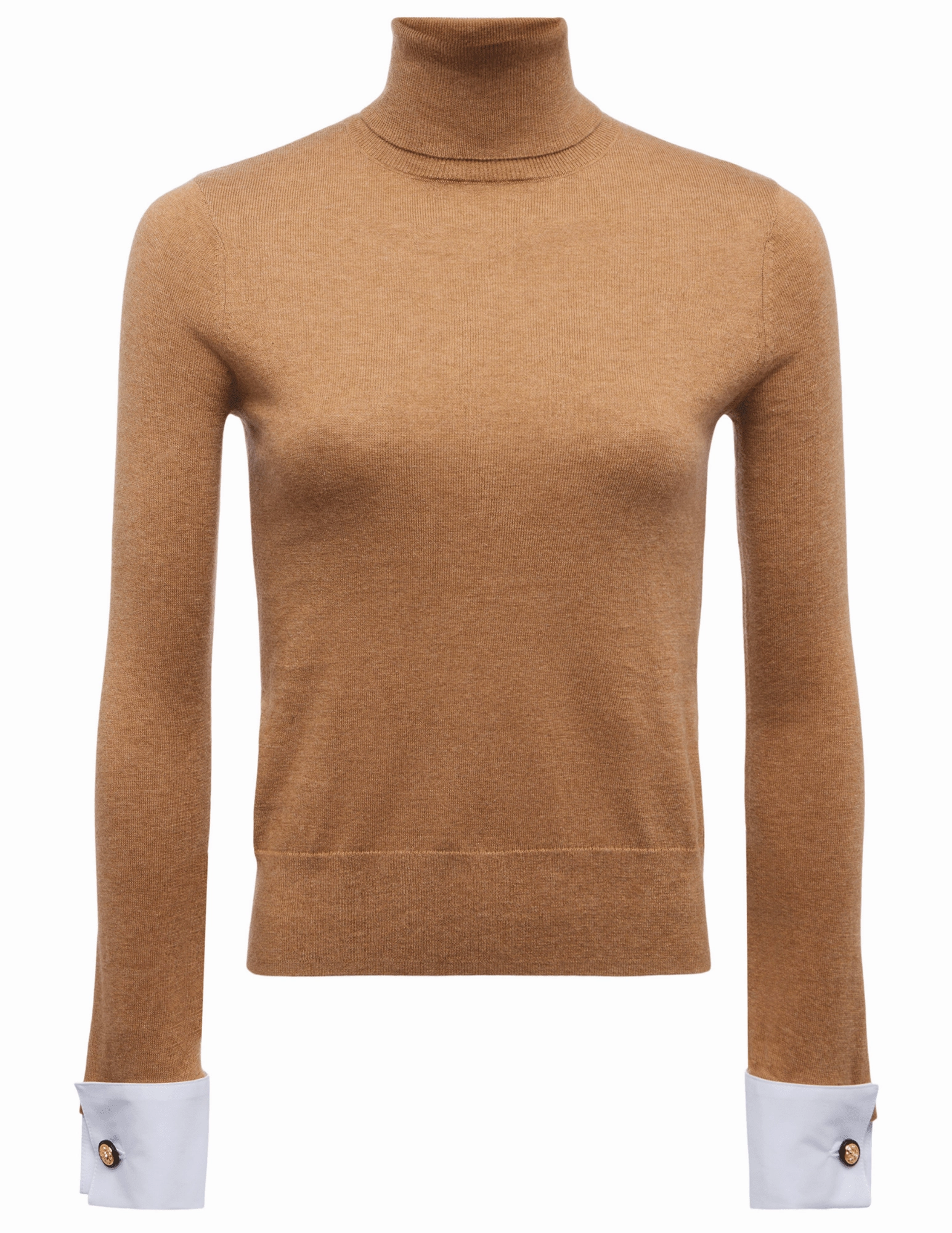 Airflow Mesh Lining L'AGENCE Flora Poplin Cuff Turtleneck in Chestnut