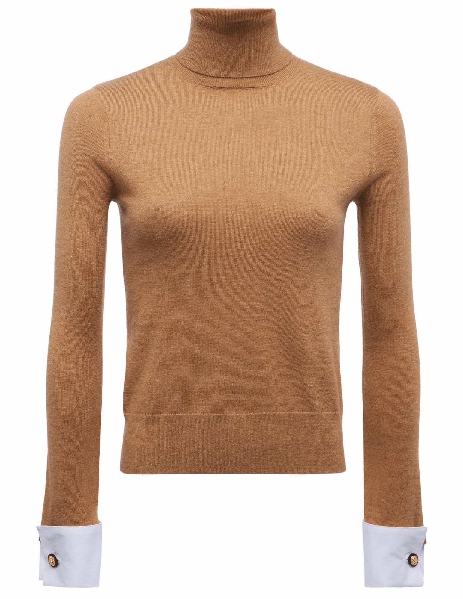 L'AGENCE Flora Poplin Cuff Turtleneck in Chestnut FadeResistant