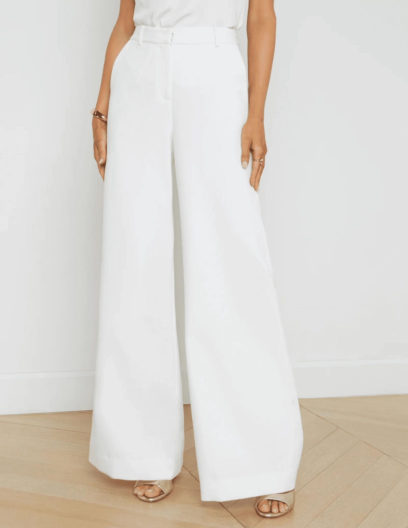 L'Agence Gavin Wide Leg Pant Casual Chic Look Layered Panel Design