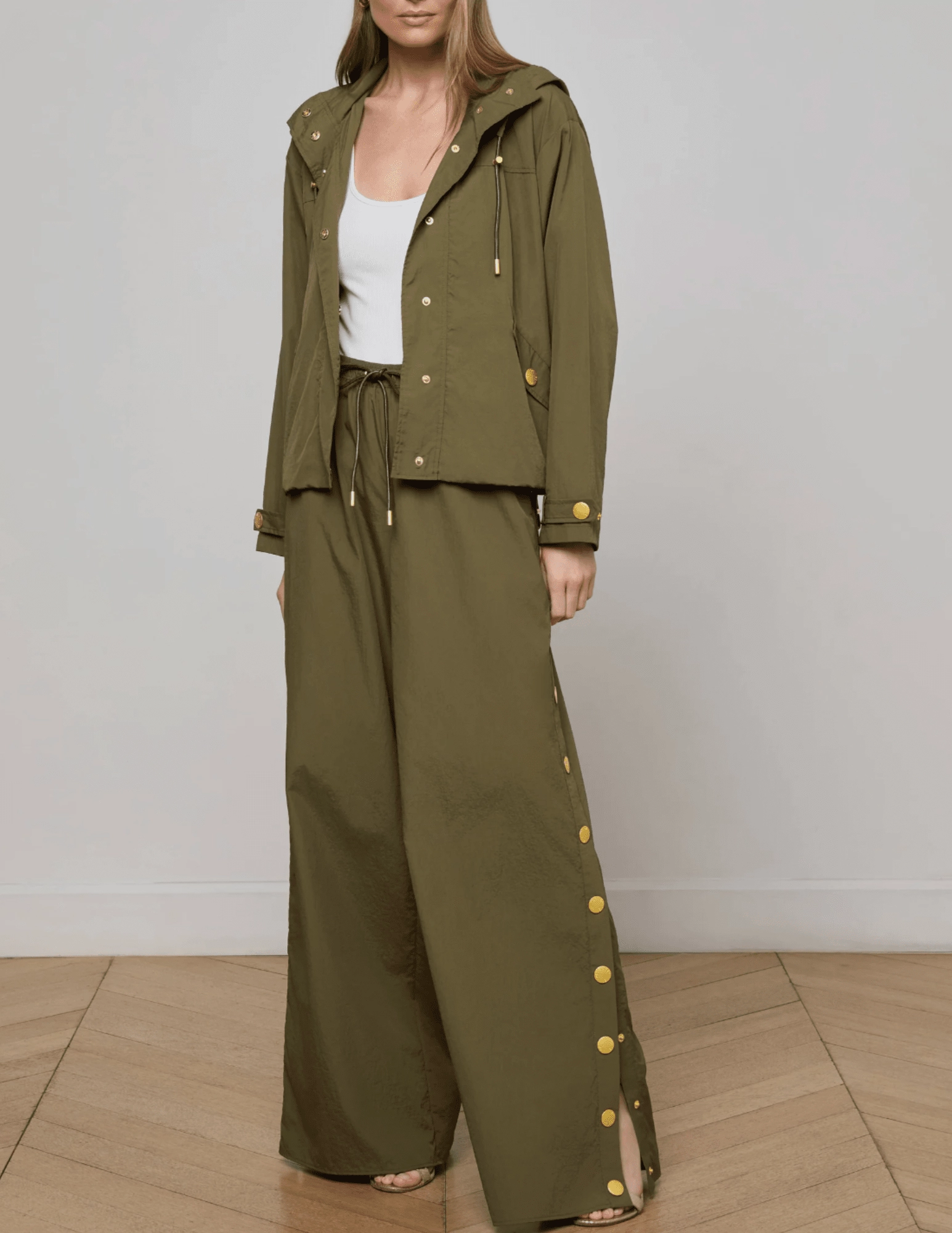 Reflective Safety Details Moisture Wicking Inner Layer L'AGENCE Geovana Hooded Windbreaker