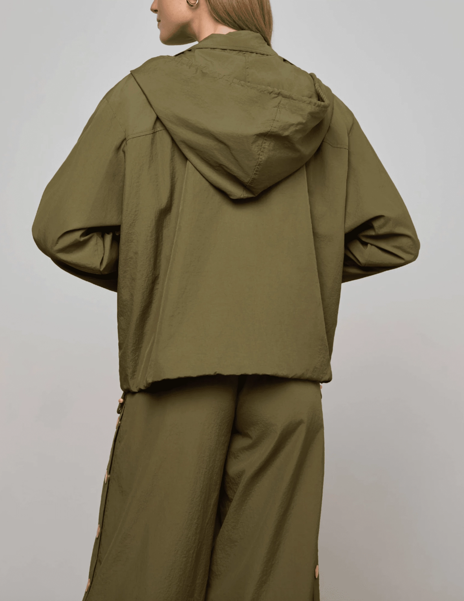 Roomy Fit Tapered Leg Design L'AGENCE Geovana Hooded Windbreaker