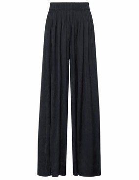 L'AGENCE Haylo Wide Leg Satin Pant in Black EcoFriendlyDye Perfect Fit Wear