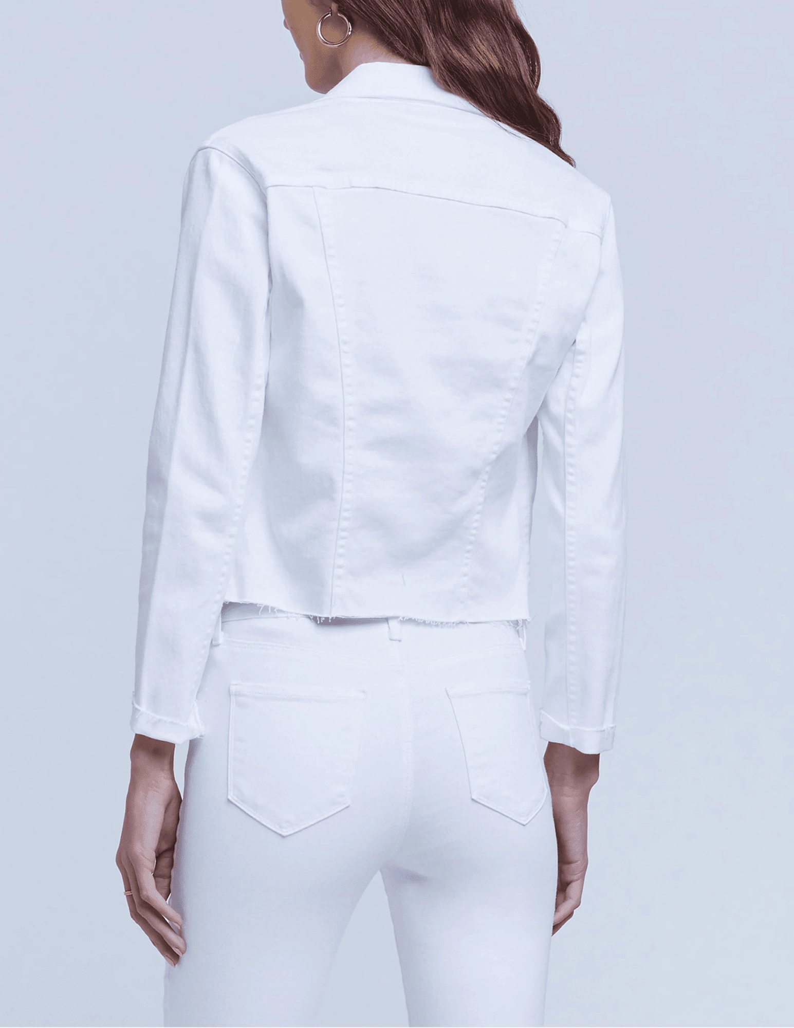 Warm Lining L'AGENCE Janelle Slim Raw Jacket in Blanc