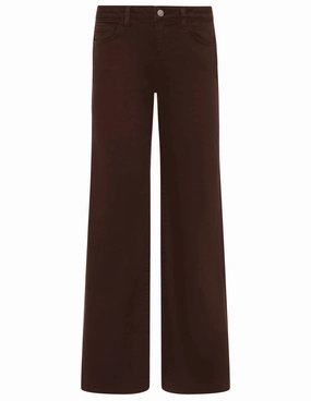 L'AGENCE Joanne Low Rise Wide Leg Jeans in Brown Textured Loose Luxury Formal Classic Wear Loose