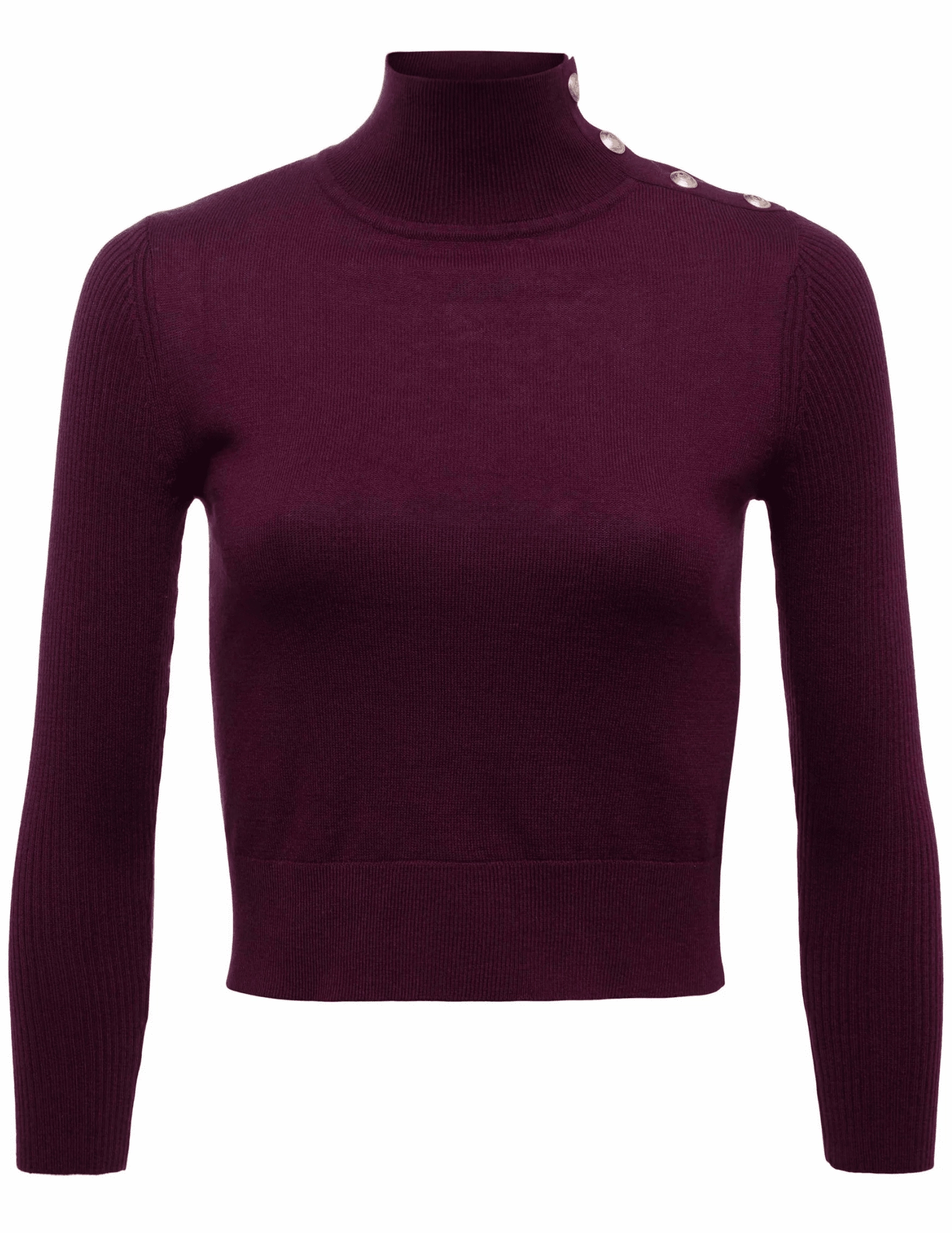 Cozy Thermal L'AGENCE Kamdyn Snap Button Mock Neck Sweater in Dark Port