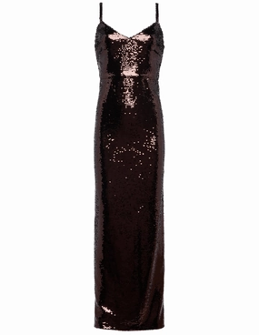 AntiStaticTreatment HiddenDrawcord L'AGENCE Karma Sleeveless Sequin Maxi Dress