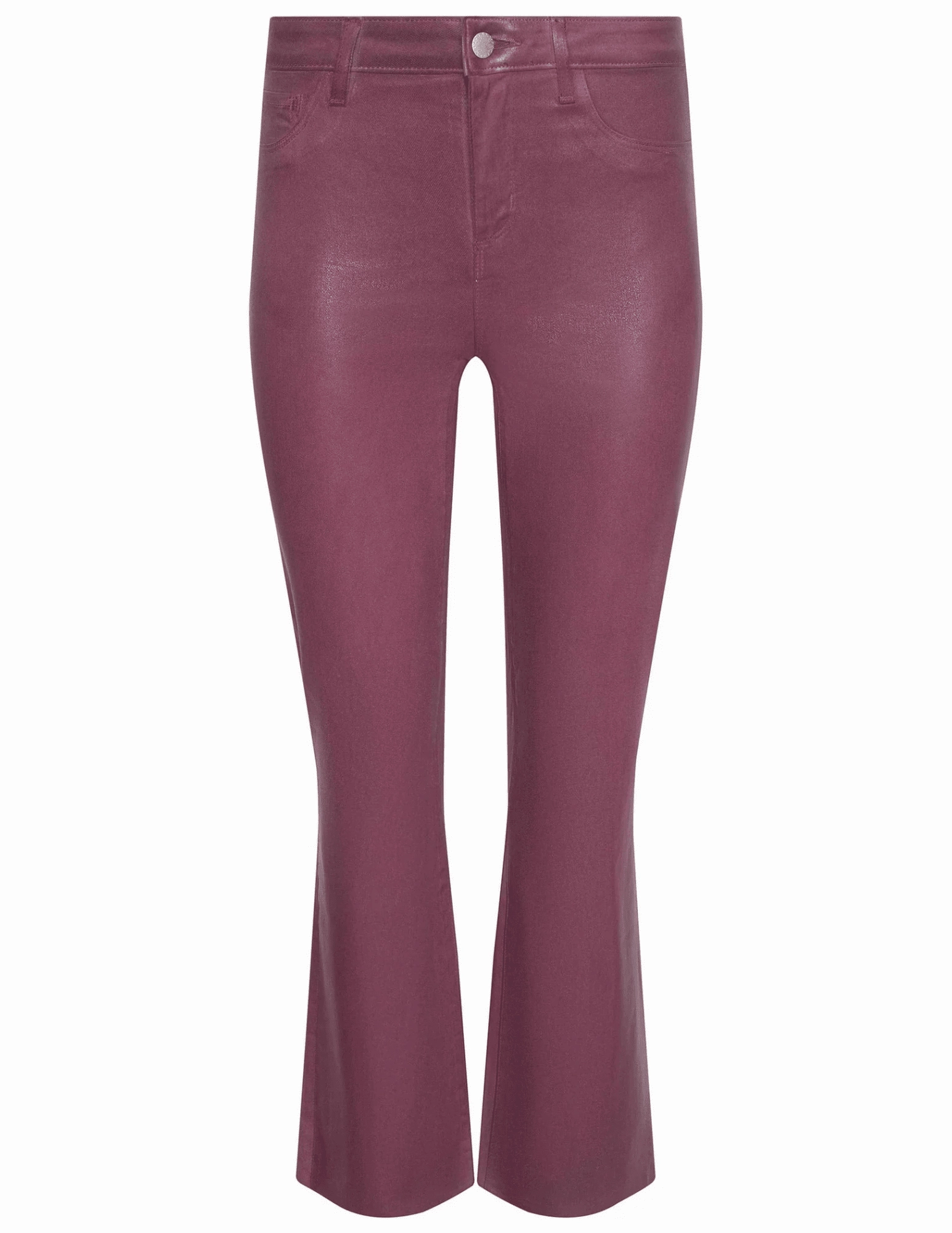 Modular Pocket System Comfy Design L'AGENCE Kendra High Rise Cropped Coated Jeans in Deep Mauve
