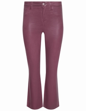 L'AGENCE Kendra High Rise Cropped Coated Jeans in Deep Mauve Work Ready Soft Total Fit