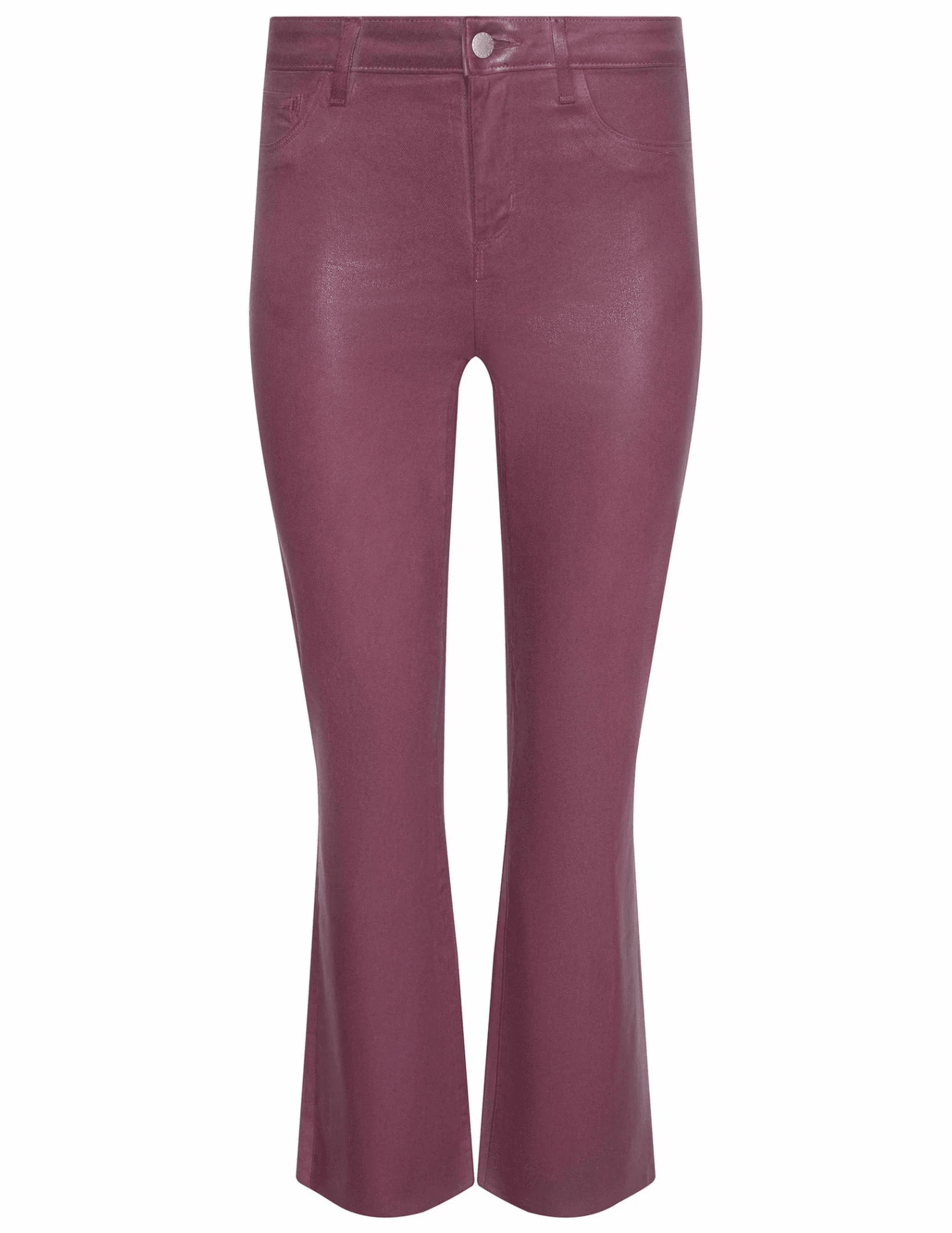 L'AGENCE Kendra High Rise Cropped Coated Jeans in Deep Mauve Weekend Getaway Stylish