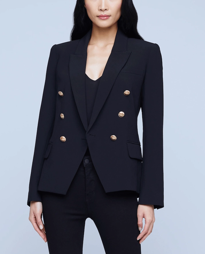 Odor Resistant Treatment color block L'Agence Kenzie Double Breasted Blazer
