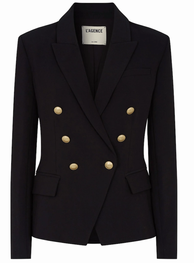 L'Agence Kenzie Double Breasted Blazer Teflon Finish