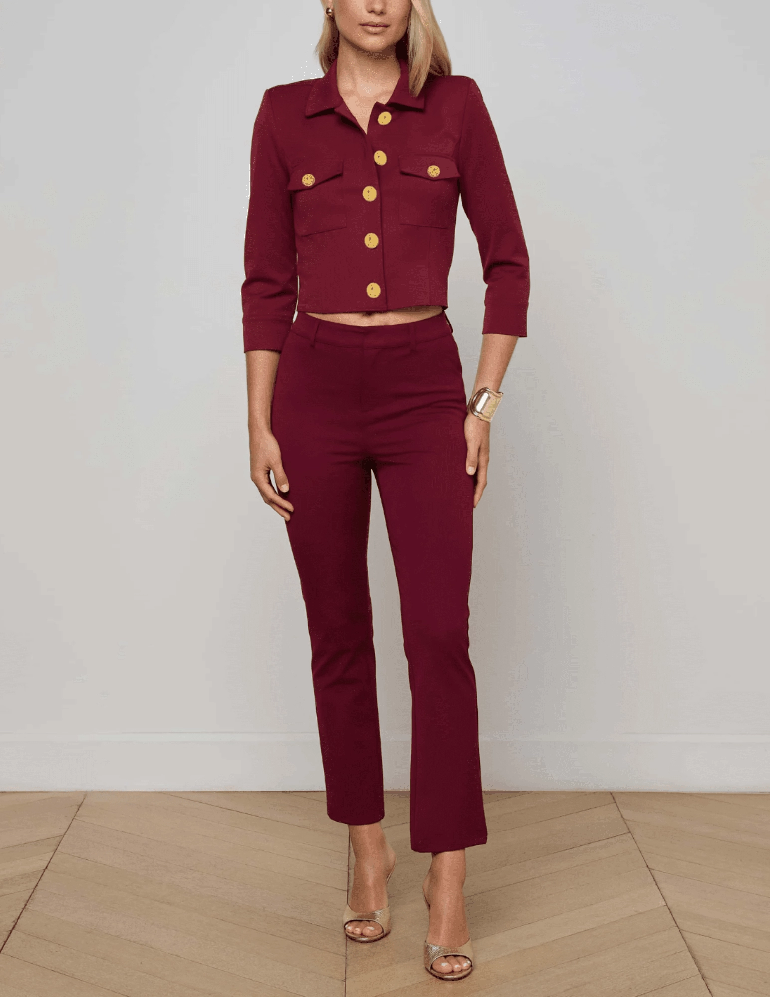 L'AGENCE Ketra Cropped Bootcut Trouser Black Cherry Eco Friendly Dye Process All-Purpose Comfort