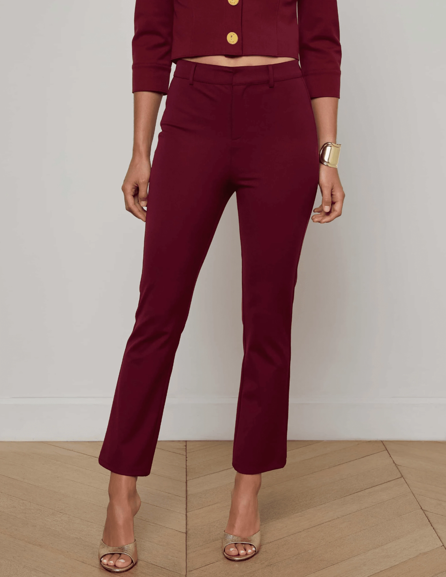 L'AGENCE Ketra Cropped Bootcut Trouser Black Cherry Stay Dry