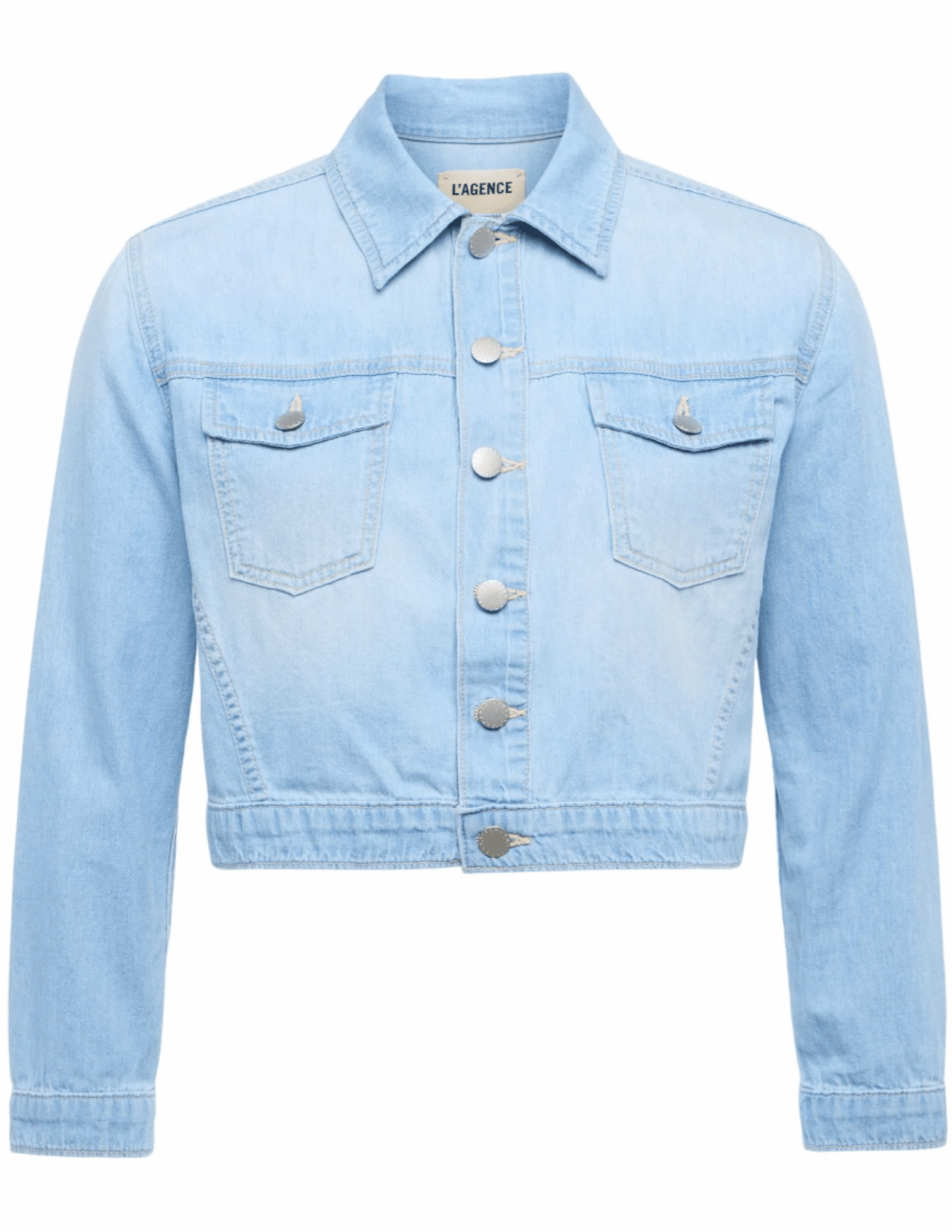 L??AGENCE Koda Cropped Denim Jacket in Dakota Anti Pill Fabric Tech