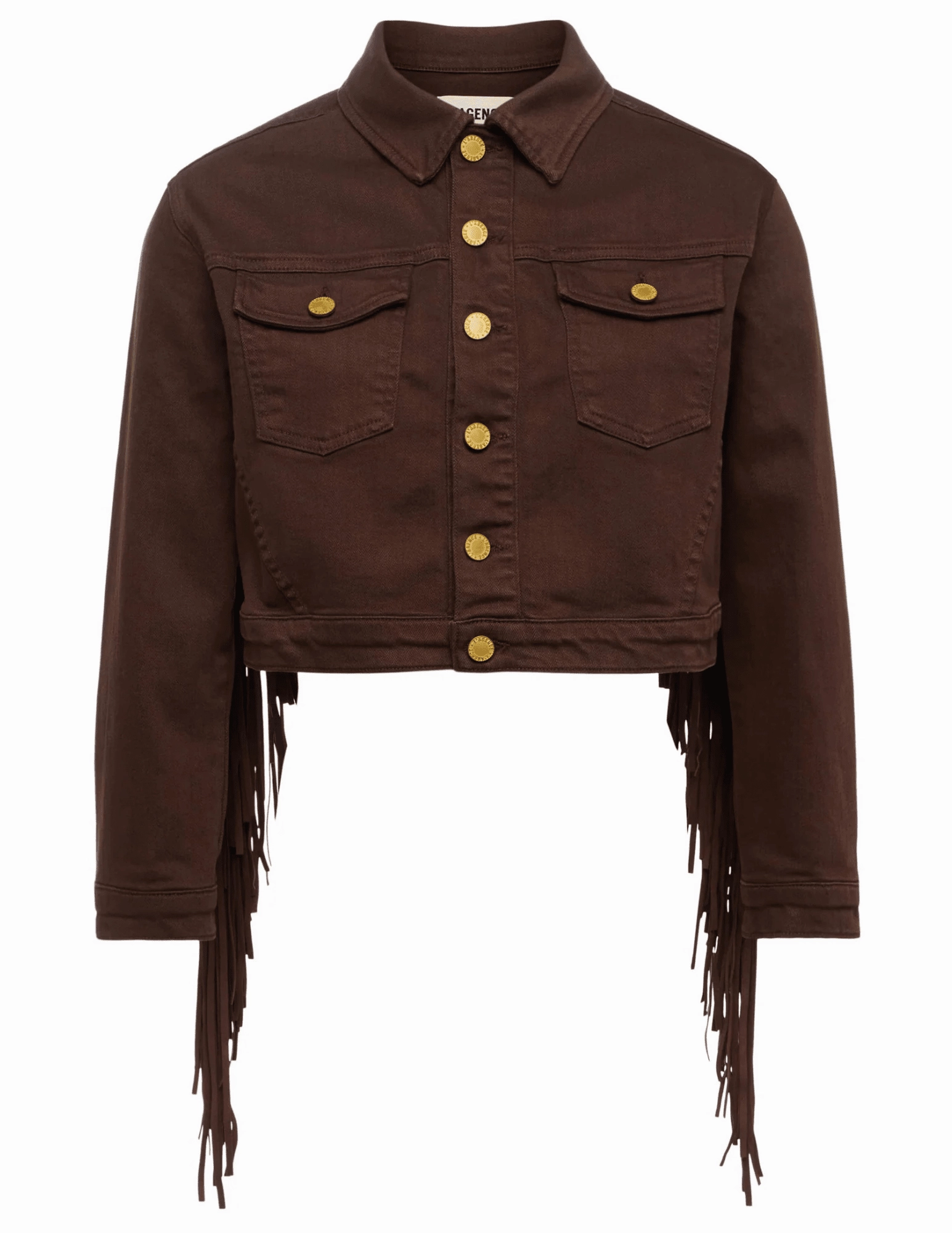 L??AGENCE Koda Fringed Cropped Denim Jacket Trendy Look FlexibleMobilityDesign