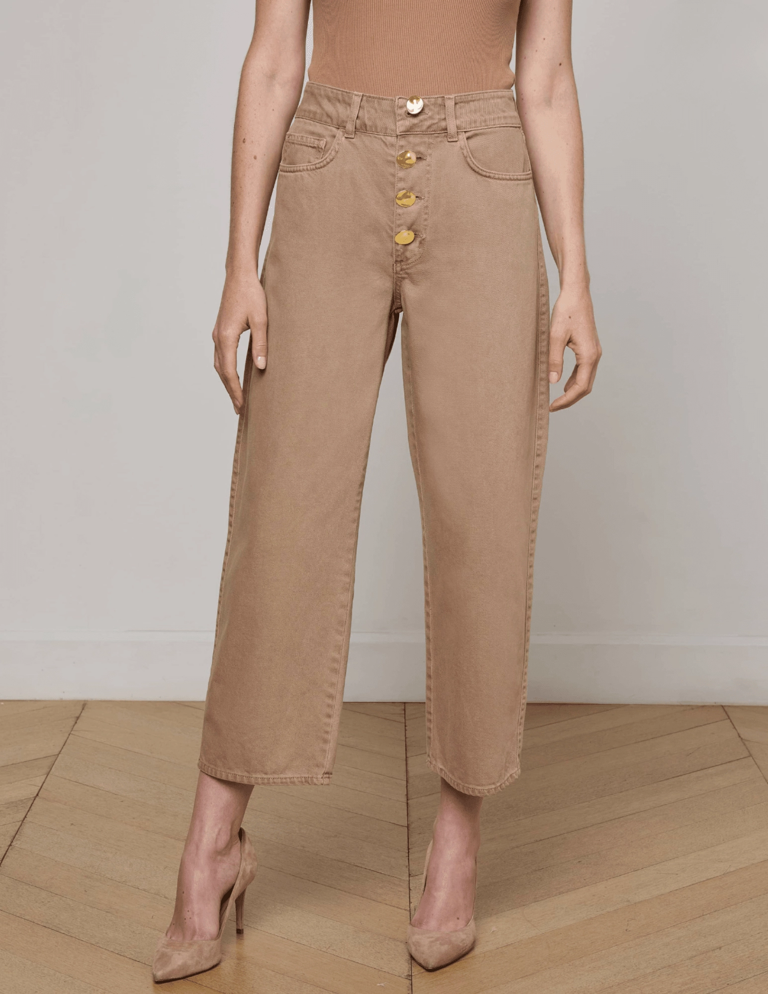 L??AGENCE Liora High Rise Cropped Jeans in Dark Cappuccino MoistureWickingFabric