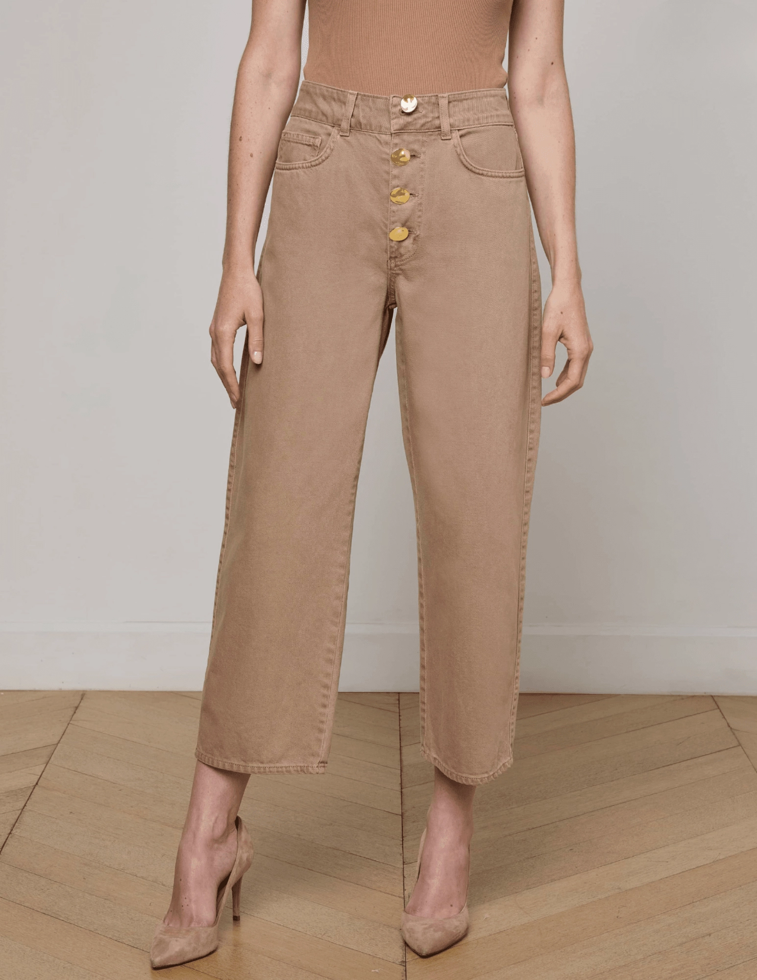 Crisp Look L??AGENCE Liora High Rise Cropped Jeans in Dark Cappuccino