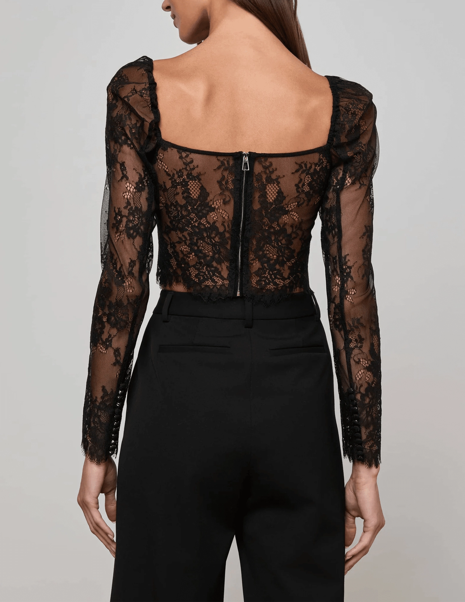 L'AGENCE Lori Lace Bustier Top FlatlockSeamTechnique