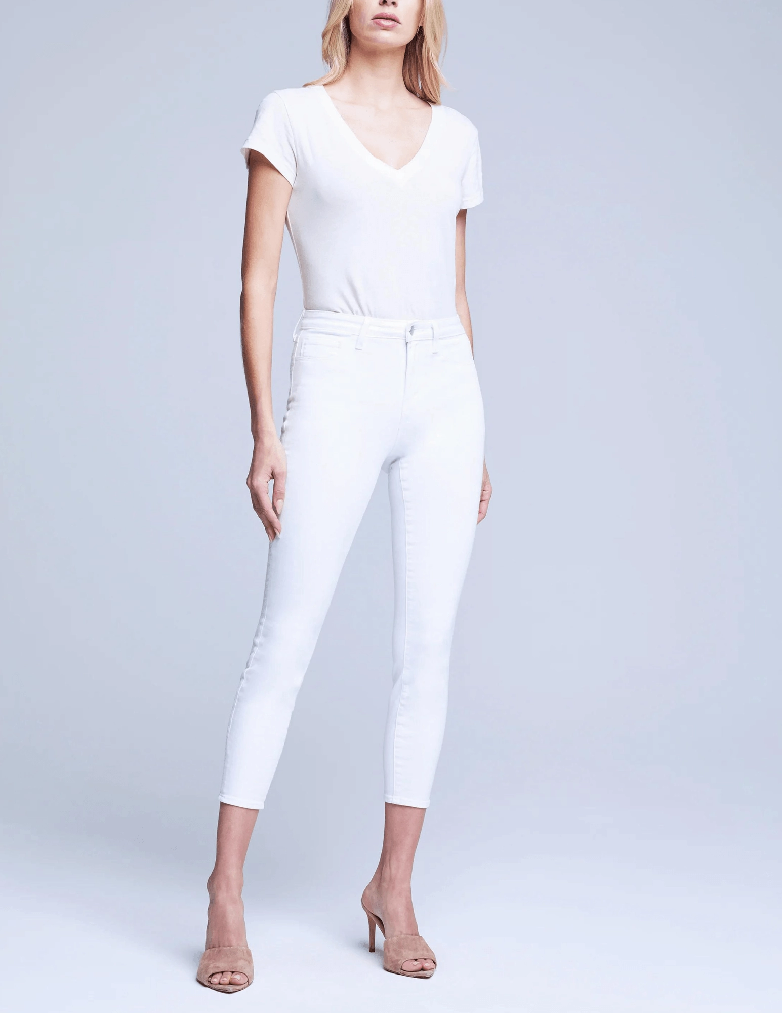 L'AGENCE Margot High Rise Skinny Jean in Blanc Casual Energy