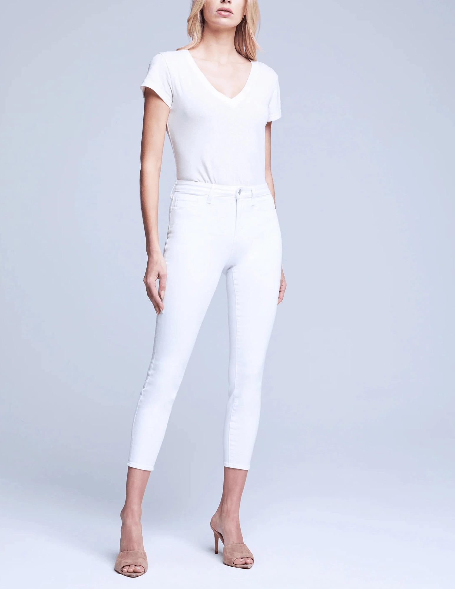L'AGENCE Margot High Rise Skinny Jean in Blanc Comfortable Cut