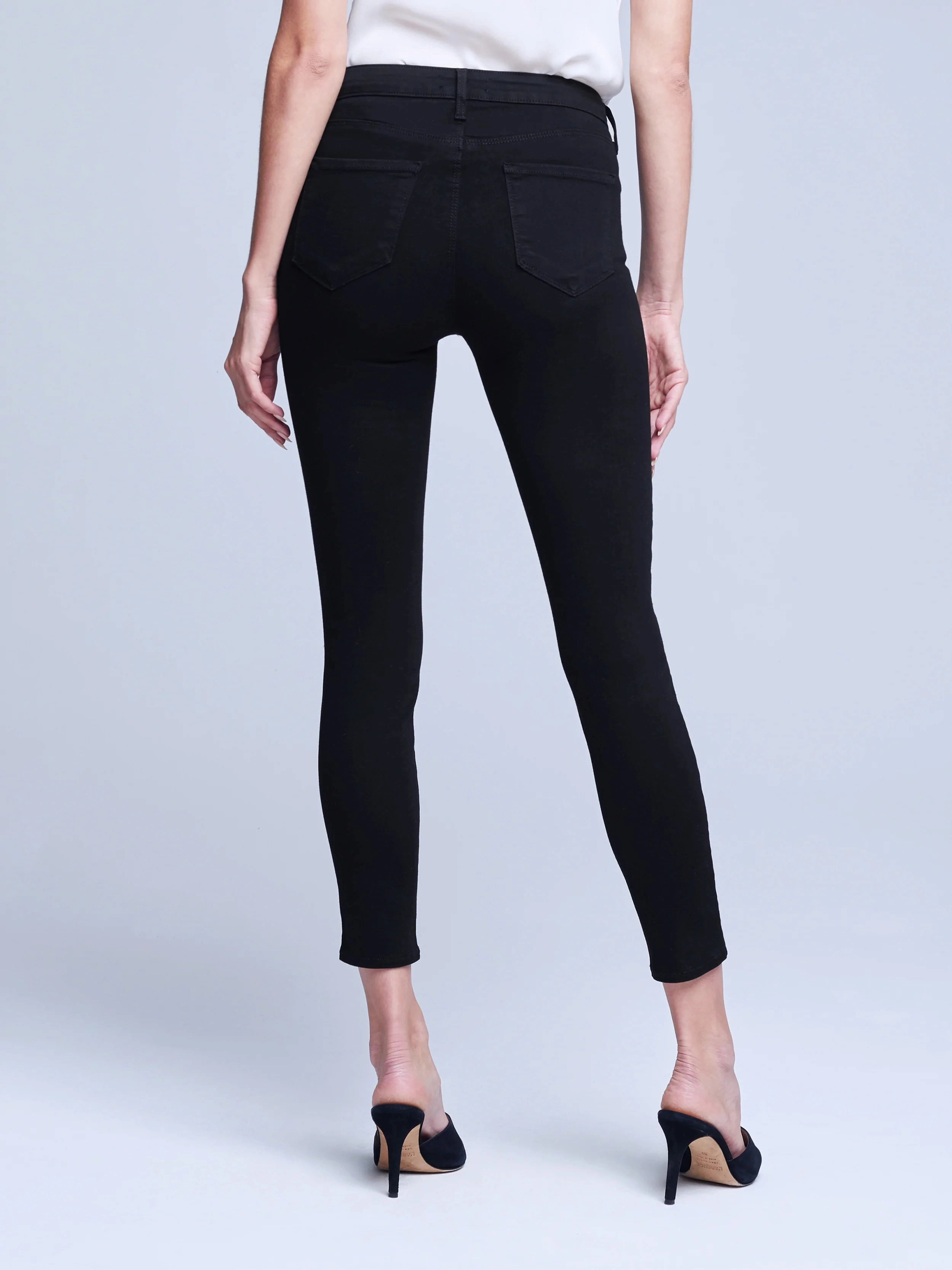 L'Agence Margot High Rise Skinny Jean In Noir Non slip grip
