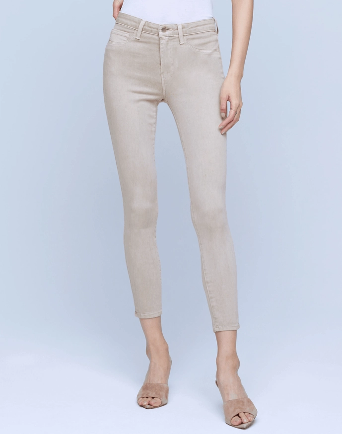 Anti Static Finish BreathableLining L'AGENCE Margot High Rise Skinny Jeans In Biscuit